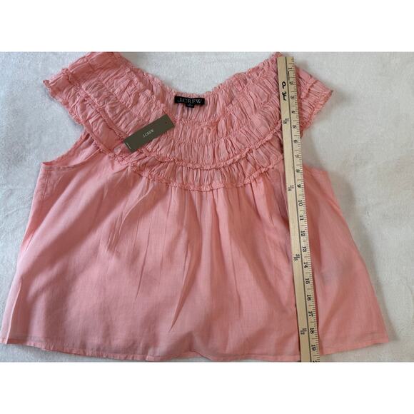 J Crew Peach Sleeveless Tank Top Coral Ruffled Crop Top Blouse Size M NWT - Picture 6 of 9
